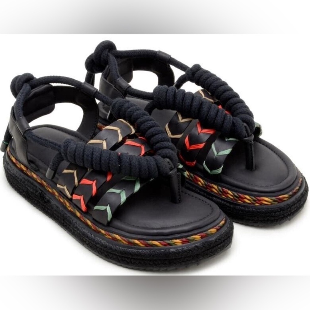 FARM Rio Black Rope Tie Sandals NWOB retails for $350 Size 8